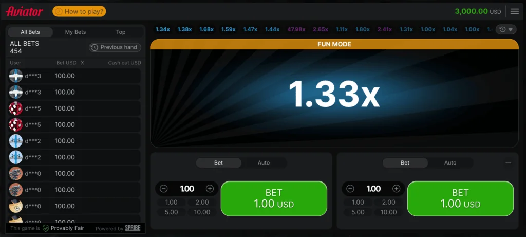 Aviator game at Pin Up Casino