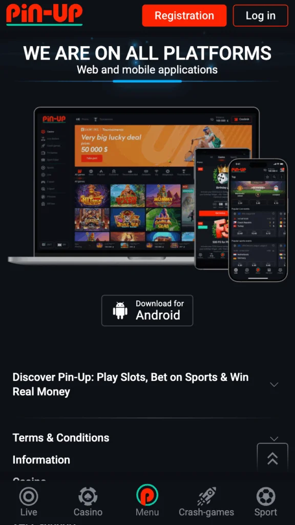 Pin Up Casino app for Android devices
