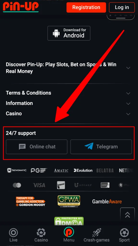 customer support at Pin Up Casino